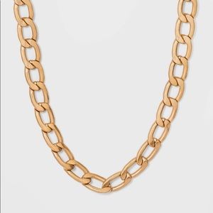Universal Thread Flat Oval Chunky Flattened  Curb Chain Link Necklace Gold  NWT